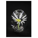 Daum Crystal Glass Egg Daisy Flower Paperweight