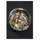 2.5" Floral Art Glass Paperweight