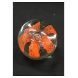 2.5" Floral Art Glass Paperweight