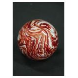 2.5" Red & White Swirl Art Glass Paperweight