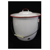 Vintage White Enamelware Chamber Pot