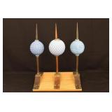 Collection of Blue Milk Glass Lightening Ball Disp