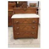 Antique Walnut Marble Top Washstand