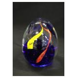 Egg Shape Cobalt Art Glass Paperweight