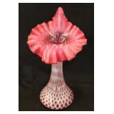 10 3/4" Cranberry Ruffled Vase