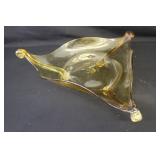 Stretched Amber Hand Blown Dish