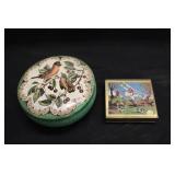 Vintage Bird Tin & Hunting Scene Cigarette Tin