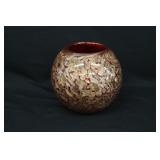 Murano Style Ruby & Copper Gold Aventurine Rose Bo