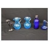 Medicine Bottle, Blue Crackle Glassware & Horse