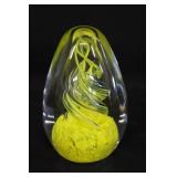 Yellow Swirl Egg Shape Paperweight