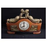 Art Deco Kissing Dutch Boy & Girl Mantel Clock