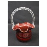 6.75" Hand-Blown  Art Glass Basket