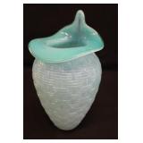 Rosaline Basketweave Ruffled Rim Vase