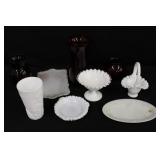 Ruby & Milk Glass Glassware