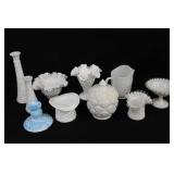 Fenton & Assorted Milk Glass Glassware