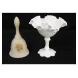 Fenton Compote & Signed Bell