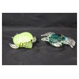 Murano Type Art Glass Crab & Turtle
