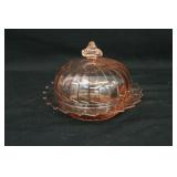 Pink Depression Pinwheel Butter Dish