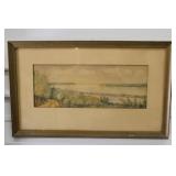 Colored River Scene Lithograph Print