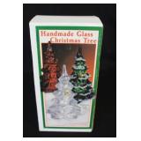 NIB Fenton Green Flocked Christmas Tree