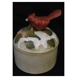 Cardinal Covered Stoneware Bowl