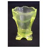 Uranium Glass Beaded Drap Toothpick Holder