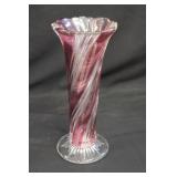 9.25" Cranberry Swirl Vase