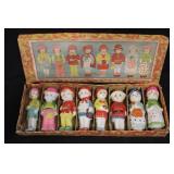 Vintage Set of Hand Painted Bisque Penny Dolls