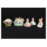 Figural Salt Shakers, Hunting Scene Vase & Tooth P