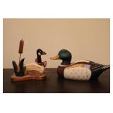 Ceramic Mallard & Wooden Canadian Goose