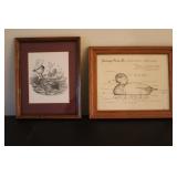 Signed John Harot Pencil Drawing & Jennings Decoy
