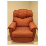 Rust Colored Fabric Rocking Recliner