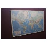 40" x 62" Metal Framed World Map