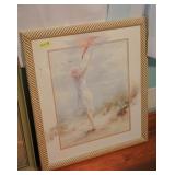 Print of Girl Flying Kite on the Beach