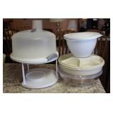 Tupperware Relish tray, Pampered Chef Bowl, Cake C