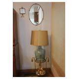 Mirror Set, Glass Top Table & Lamp