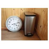 Trash Can & Wall Clock