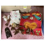 Embroidered Linens, Christmas Tapestry & Wood Carv