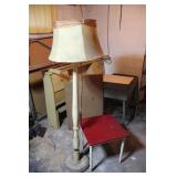 62' Vintage Wooden Floor Lamp & Small Table