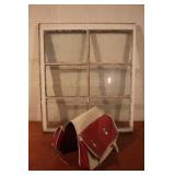 Wooden Window & Vintage Bicycle Saddle Bag
