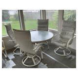 Glass Patio Table & 4 Swivel Chairs