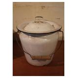 Vintage White Enamelware Chamber Pot