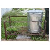 Steel Garbage Can Stand & Galvanized Garbage Can