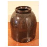 Antique Brown-Glazed Stoneware Crock