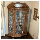Modern Ornate Oak Curio Cabinet