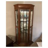 Corner Oak Lighted Curio Cabinet