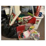 Large Lot of Christmas Wrapping Paper & Tubs