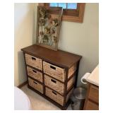 6 Basket Organizer & Metal Framed Picture & Trash