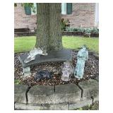 Outdoor Figurines & Concrete Bench