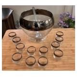 Glass Punch Bowl & 12 Glass